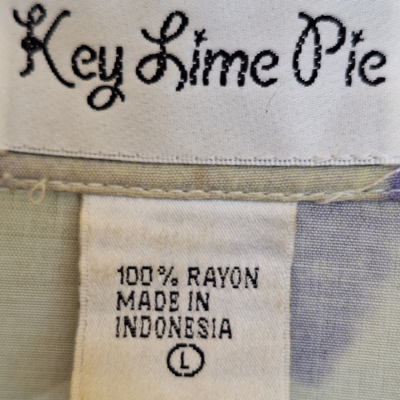 Key Lime Pie Blouse SzL Tencel/Cotton Lavender/Yellow Long Sleeves Button Front - Picture 3 of 13